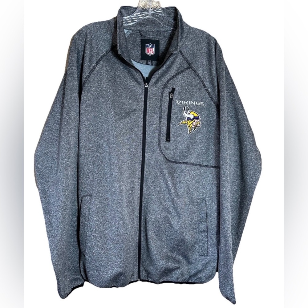 Minnesota Vikings NFL Men’s Lightweight Fleece Jacket Gray Logo Size Large